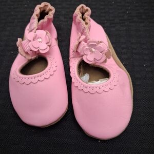 Charming Pink Baby Walker Shoes with Flower Detail By Robeez